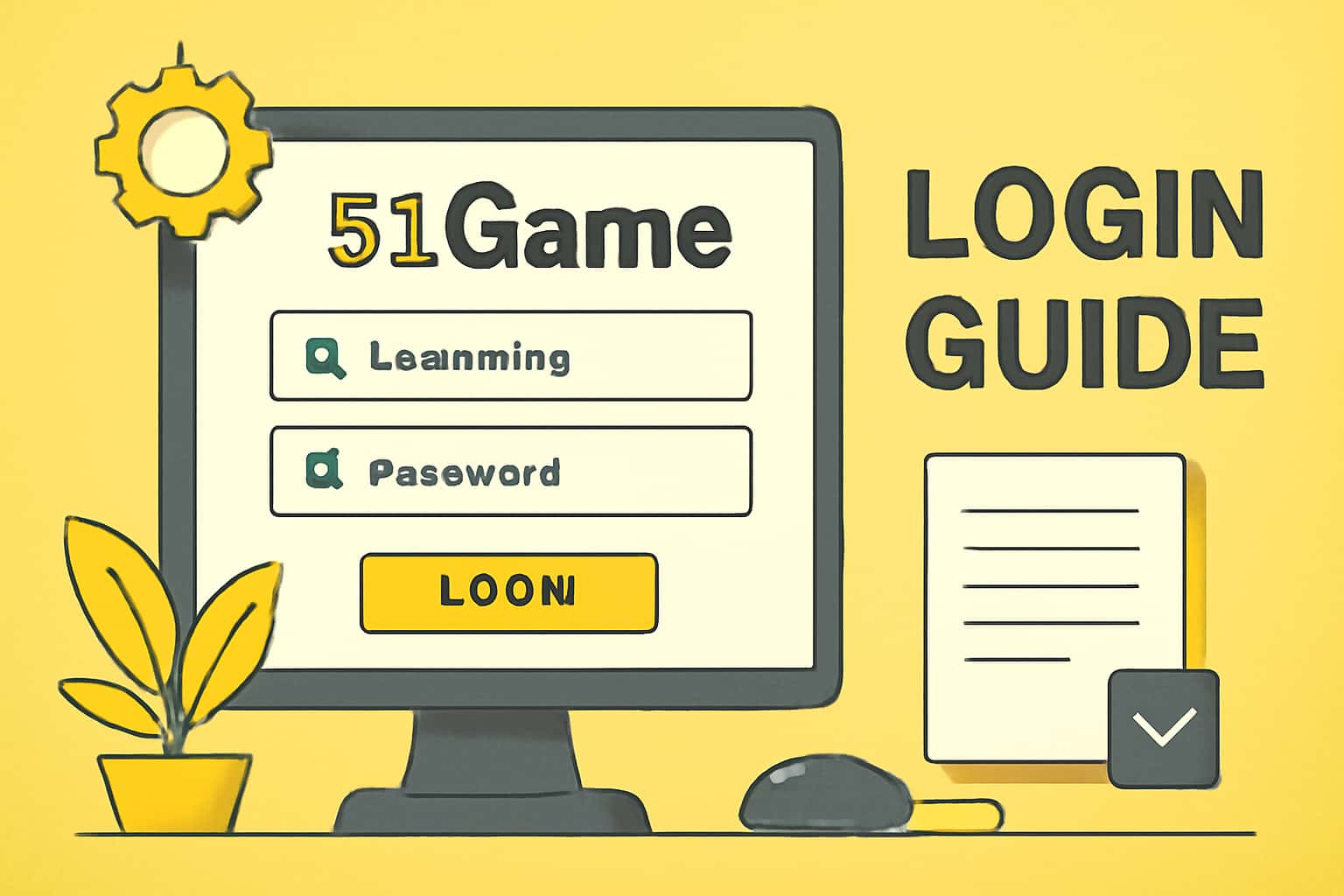 Informational scene depicting the 51 Game Login Guide.