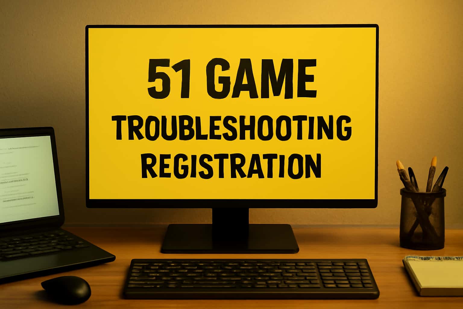 Information scene highlighting troubleshooting steps for 51 Game registration.